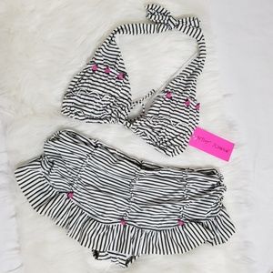 Betsey Johnson Stripe Sensation Halter BikiniSet